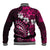Fiji Masi Paisley With Hibiscus Tapa Baseball Jacket Pink Version LT01 - Polynesian Pride