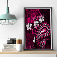 Fiji Masi Paisley With Hibiscus Tapa Canvas Wall Art Pink Version LT01 - Polynesian Pride
