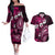 Fiji Masi Paisley With Hibiscus Tapa Couples Matching Off The Shoulder Long Sleeve Dress and Hawaiian Shirt Pink Version LT01 Pink - Polynesian Pride