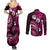 Fiji Masi Paisley With Hibiscus Tapa Couples Matching Summer Maxi Dress and Long Sleeve Button Shirt Pink Version LT01 - Polynesian Pride
