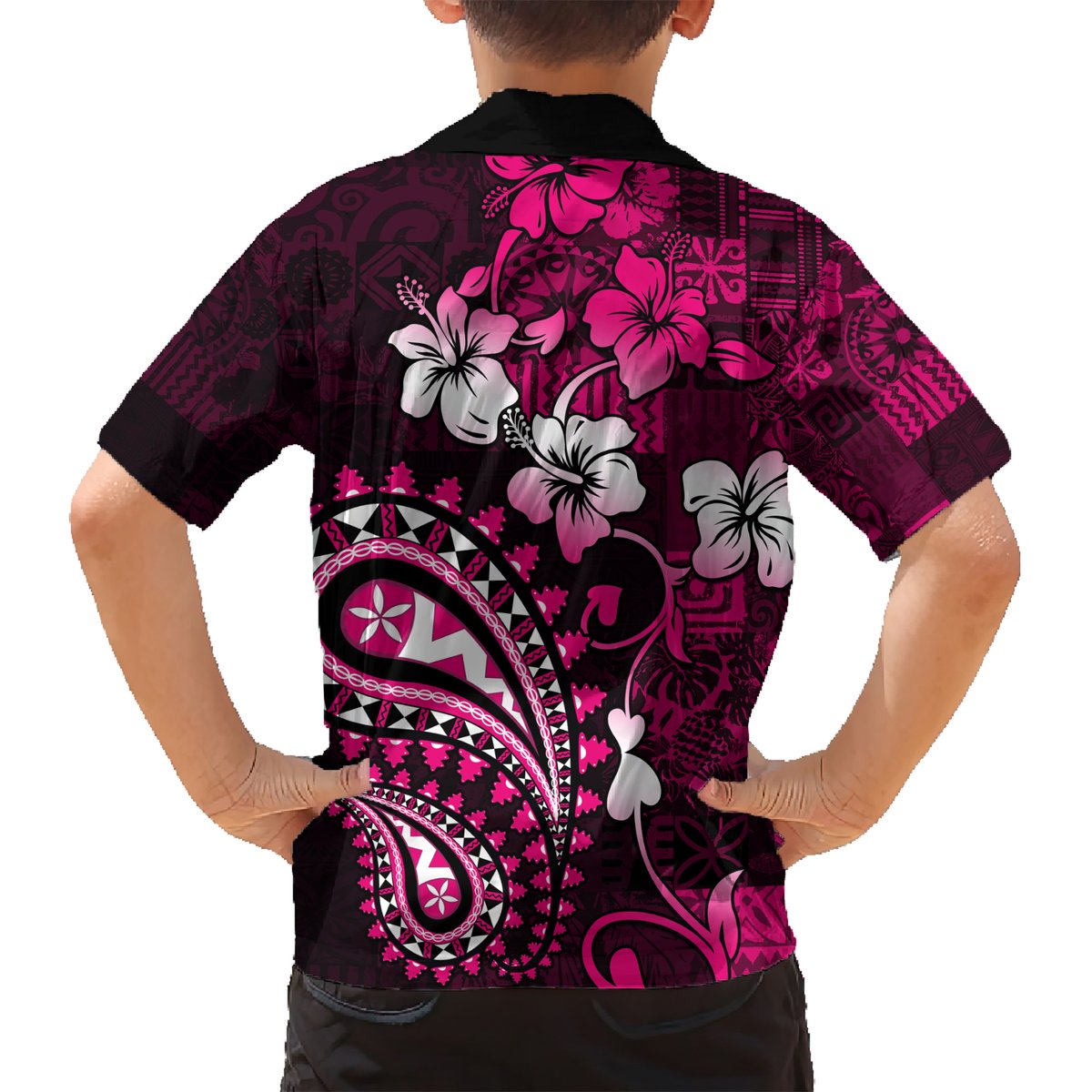 Fiji Masi Paisley With Hibiscus Tapa Hawaiian Shirt Pink Version LT01 - Polynesian Pride