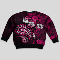 Fiji Masi Paisley With Hibiscus Tapa Kid Ugly Christmas Sweater Pink Version LT01 - Polynesian Pride