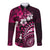 Fiji Masi Paisley With Hibiscus Tapa Long Sleeve Button Shirt Pink Version LT01 Unisex Pink - Polynesian Pride