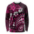 Fiji Masi Paisley With Hibiscus Tapa Long Sleeve Shirt Pink Version LT01 Unisex Pink - Polynesian Pride