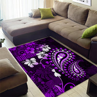 Fiji Masi Paisley Area Rug Fijian Hibiscus Tapa Purple Version LT01 - Polynesian Pride