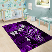Fiji Masi Paisley Area Rug Fijian Hibiscus Tapa Purple Version LT01 - Polynesian Pride