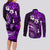 Fiji Masi Paisley Couples Matching Long Sleeve Bodycon Dress and Long Sleeve Button Shirt Fijian Hibiscus Tapa Purple Version LT01 - Polynesian Pride
