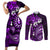 Fiji Masi Paisley Couples Matching Short Sleeve Bodycon Dress and Long Sleeve Button Shirt Fijian Hibiscus Tapa Purple Version LT01 Purple - Polynesian Pride