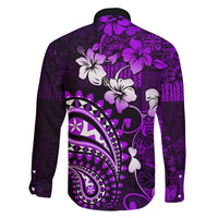 Fiji Masi Paisley Family Matching Puletasi Dress and Hawaiian Shirt Fijian Hibiscus Tapa Purple Version LT01 - Polynesian Pride
