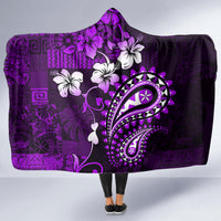 Fiji Masi Paisley Hooded Blanket Fijian Hibiscus Tapa Purple Version LT01 - Polynesian Pride
