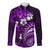 Fiji Masi Paisley Long Sleeve Button Shirt Fijian Hibiscus Tapa Purple Version LT01 Unisex Purple - Polynesian Pride