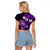 Fiji Masi Paisley Raglan Cropped T Shirt Fijian Hibiscus Tapa Purple Version LT01 - Polynesian Pride
