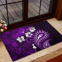 Fiji Masi Paisley Rubber Doormat Fijian Hibiscus Tapa Purple Version LT01 - Polynesian Pride