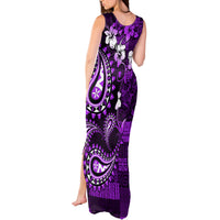 Fiji Masi Paisley Tank Maxi Dress Fijian Hibiscus Tapa Purple Version LT01 - Polynesian Pride