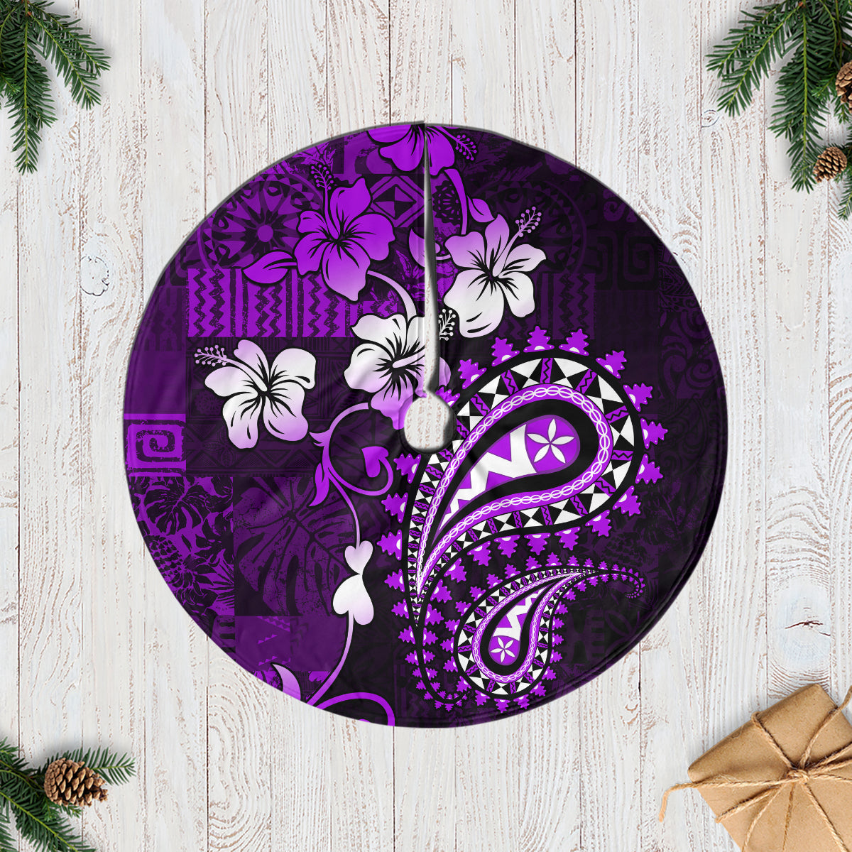 Fiji Masi Paisley Tree Skirt Fijian Hibiscus Tapa Purple Version LT01 Casual Tree Skirts Purple - Polynesian Pride