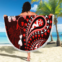 Fiji Masi Paisley Beach Blanket Fijian Hibiscus Tapa Red Version LT01 - Polynesian Pride