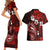 Fiji Masi Paisley Couples Matching Short Sleeve Bodycon Dress and Hawaiian Shirt Fijian Hibiscus Tapa Red Version LT01 - Polynesian Pride