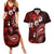 Fiji Masi Paisley Couples Matching Summer Maxi Dress and Hawaiian Shirt Fijian Hibiscus Tapa Red Version LT01 Red - Polynesian Pride