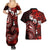 Fiji Masi Paisley Couples Matching Summer Maxi Dress and Hawaiian Shirt Fijian Hibiscus Tapa Red Version LT01 - Polynesian Pride