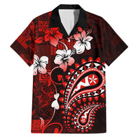 Fiji Masi Paisley Family Matching Mermaid Dress and Hawaiian Shirt Fijian Hibiscus Tapa Red Version LT01 Dad's Shirt - Short Sleeve Red - Polynesian Pride