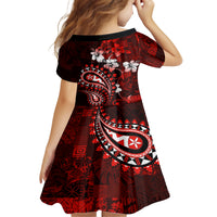 Fiji Masi Paisley Family Matching Off Shoulder Maxi Dress and Hawaiian Shirt Fijian Hibiscus Tapa Red Version LT01 - Polynesian Pride