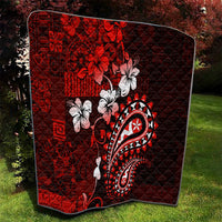 Fiji Masi Paisley Quilt Fijian Hibiscus Tapa Red Version LT01 - Polynesian Pride