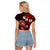 Fiji Masi Paisley Raglan Cropped T Shirt Fijian Hibiscus Tapa Red Version LT01 - Polynesian Pride