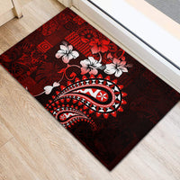 Fiji Masi Paisley Rubber Doormat Fijian Hibiscus Tapa Red Version LT01 - Polynesian Pride
