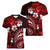 Fiji Masi Paisley Women V Neck T Shirt Fijian Hibiscus Tapa Red Version LT01 - Polynesian Pride