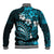 Fiji Masi Paisley Baseball Jacket Fijian Hibiscus Tapa Sky Blue Version LT01 - Polynesian Pride