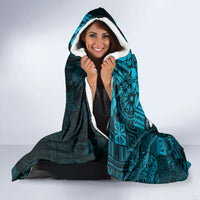 Fiji Masi Paisley Hooded Blanket Fijian Hibiscus Tapa Sky Blue Version LT01 - Polynesian Pride