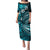 Fiji Masi Paisley Puletasi Fijian Hibiscus Tapa Sky Blue Version LT01 Long Dress Blue - Polynesian Pride