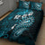 Fiji Masi Paisley Quilt Bed Set Fijian Hibiscus Tapa Sky Blue Version LT01 - Polynesian Pride