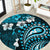 Fiji Masi Paisley Round Carpet Fijian Hibiscus Tapa Sky Blue Version LT01 Blue - Polynesian Pride