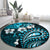 Fiji Masi Paisley Round Carpet Fijian Hibiscus Tapa Sky Blue Version LT01 - Polynesian Pride