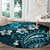 Fiji Masi Paisley Round Carpet Fijian Hibiscus Tapa Sky Blue Version LT01 - Polynesian Pride