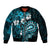 Fiji Masi Paisley Sleeve Zip Bomber Jacket Fijian Hibiscus Tapa Sky Blue Version LT01 Unisex Blue - Polynesian Pride
