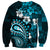 Fiji Masi Paisley Sweatshirt Fijian Hibiscus Tapa Sky Blue Version LT01 - Polynesian Pride