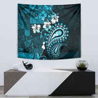 Fiji Masi Paisley Tapestry Fijian Hibiscus Tapa Sky Blue Version LT01 - Polynesian Pride