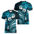 Fiji Masi Paisley Women V Neck T Shirt Fijian Hibiscus Tapa Sky Blue Version LT01 - Polynesian Pride