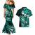 Fiji Masi Paisley Couples Matching Mermaid Dress and Hawaiian Shirt Fijian Hibiscus Tapa Turquoise Version LT01 - Polynesian Pride