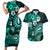 Fiji Masi Paisley Couples Matching Short Sleeve Bodycon Dress and Hawaiian Shirt Fijian Hibiscus Tapa Turquoise Version LT01 Turquoise - Polynesian Pride