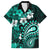 Fiji Masi Paisley Family Matching Puletasi Dress and Hawaiian Shirt Fijian Hibiscus Tapa Turquoise Version LT01 Dad's Shirt - Short Sleeve Turquoise - Polynesian Pride