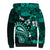 Fiji Masi Paisley Sherpa Hoodie Fijian Hibiscus Tapa Turquoise Version LT01 - Polynesian Pride