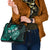 Fiji Masi Paisley Shoulder Handbag Fijian Hibiscus Tapa Turquoise Version LT01 - Polynesian Pride