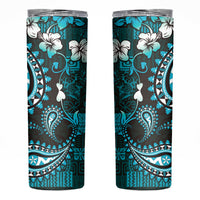 Fiji Masi Paisley Skinny Tumbler Fijian Hibiscus Tapa Turquoise Version