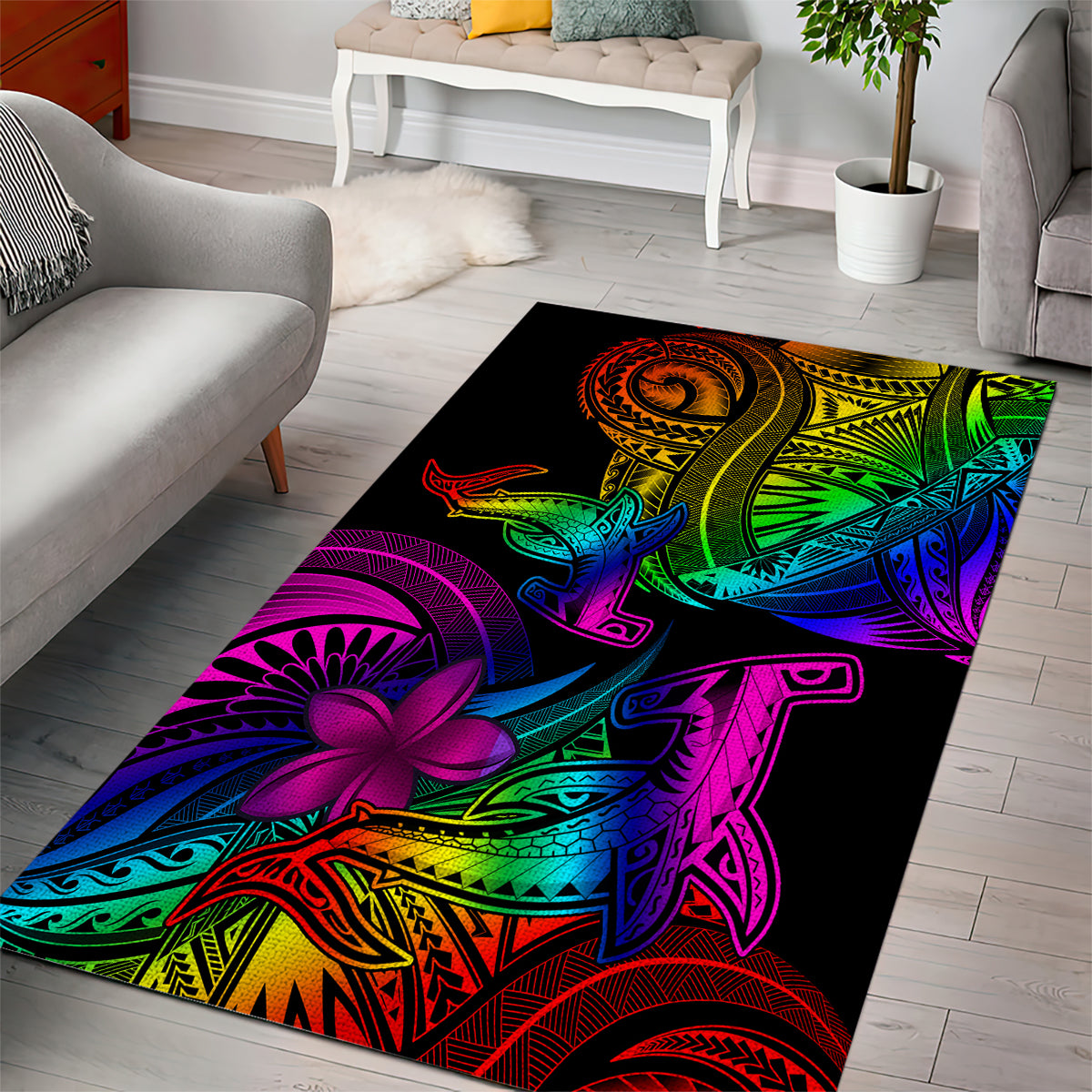 LGBT History Month Area Rug Polynesian Hammerhead Shark LT01 - Polynesian Pride