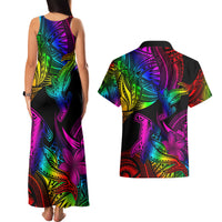 LGBT History Month Couples Matching Tank Maxi Dress and Hawaiian Shirt Polynesian Hammerhead Shark LT01 - Polynesian Pride