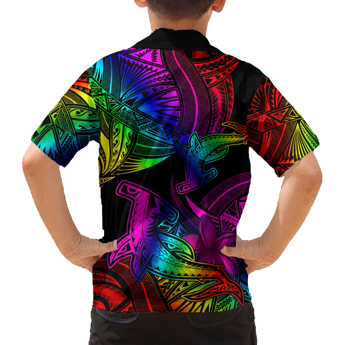 LGBT History Month Family Matching Puletasi and Hawaiian Shirt Polynesian Hammerhead Shark LT01 - Polynesian Pride
