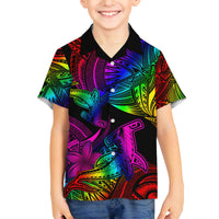 LGBT History Month Family Matching Puletasi and Hawaiian Shirt Polynesian Hammerhead Shark LT01 Son's Shirt Rainbow - Polynesian Pride